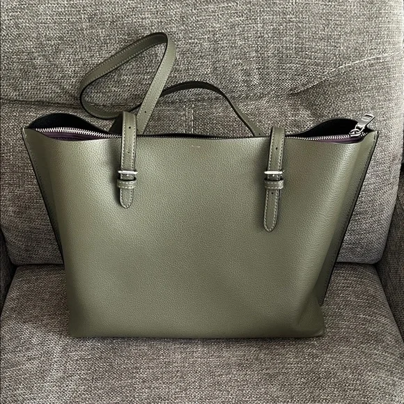 Coach Olive Leather Tote with Silver Hardware - Picture 2 of 4